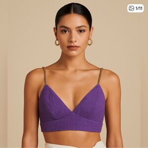 Maje Purple Crop Top with Gold Straps